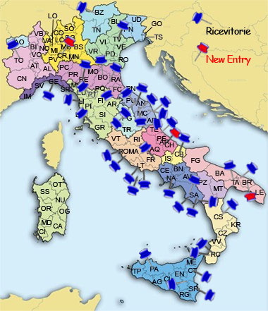 Mappa Iatlia Ricevitorie Pannello Statistico