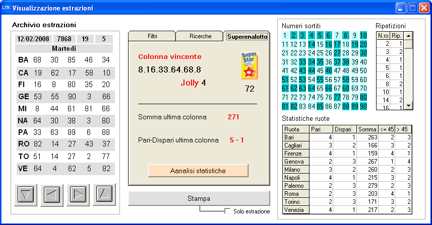 SCARICARE ARCHIVIO ESTRAZIONI LOTTO DA